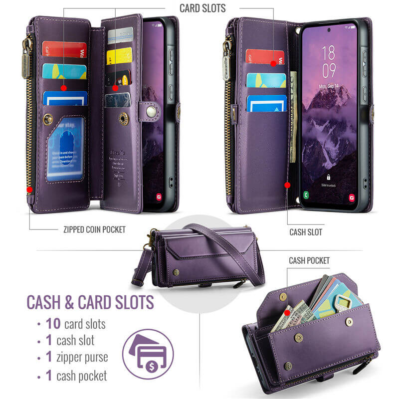 CaseMe Samsung Galaxy A56 5G Wallet RFID Blocking Crossbody Phone Case