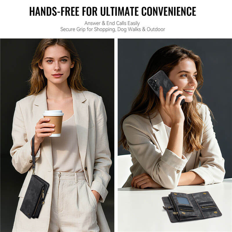 CaseMe Samsung Galaxy A37 2-in-1 Magnetic Wallet Case with Wrist Strap