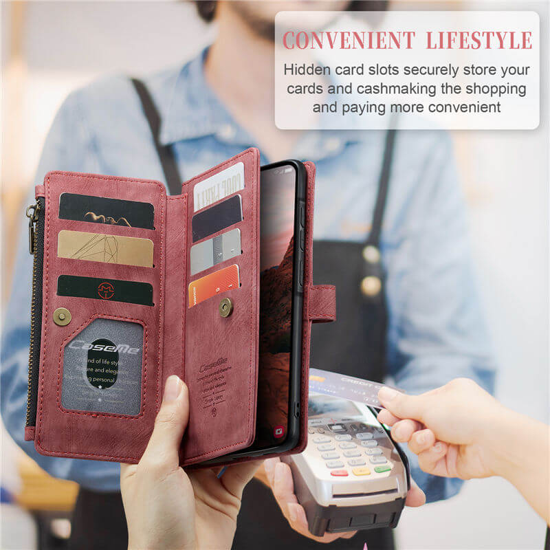 CaseMe Samsung Galaxy A37 Wallet Leather Case with Wrist Strap