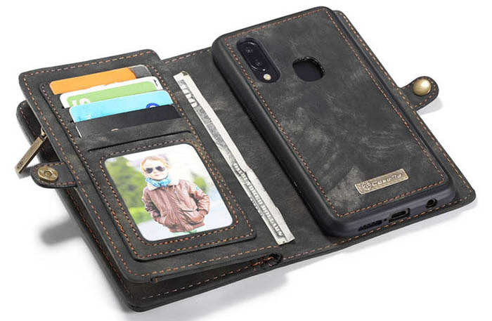 CaseMe Samsung Galaxy A40 Zipper Wallet Magnetic Detachable 2 in 1 Folio Case