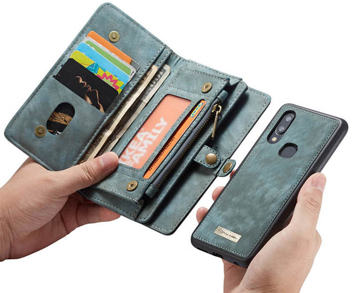 CaseMe Samsung Galaxy A40 Zipper Wallet Magnetic Detachable 2 in 1 Folio Case