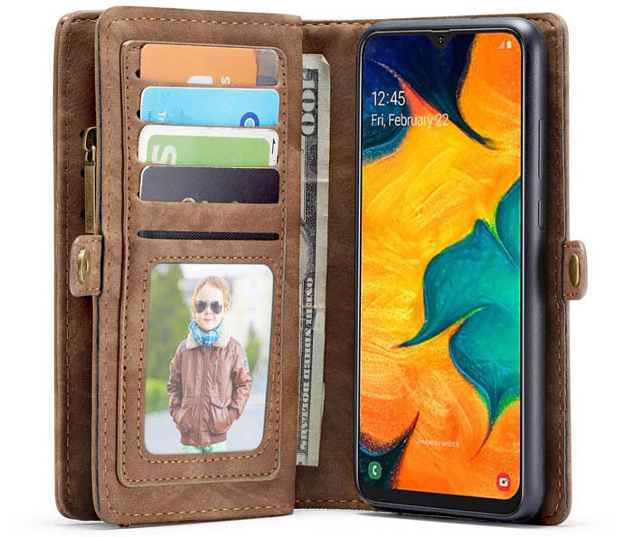CaseMe Samsung Galaxy A40 Zipper Wallet Magnetic Detachable 2 in 1 Folio Case