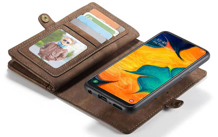 CaseMe Samsung Galaxy A40 Zipper Wallet Magnetic Detachable 2 in 1 Folio Case