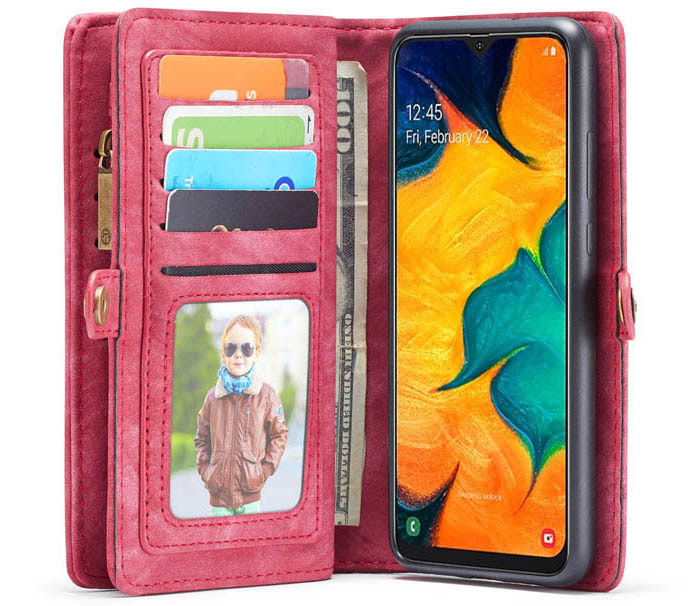 CaseMe Samsung Galaxy A40 Zipper Wallet Magnetic Detachable 2 in 1 Folio Case