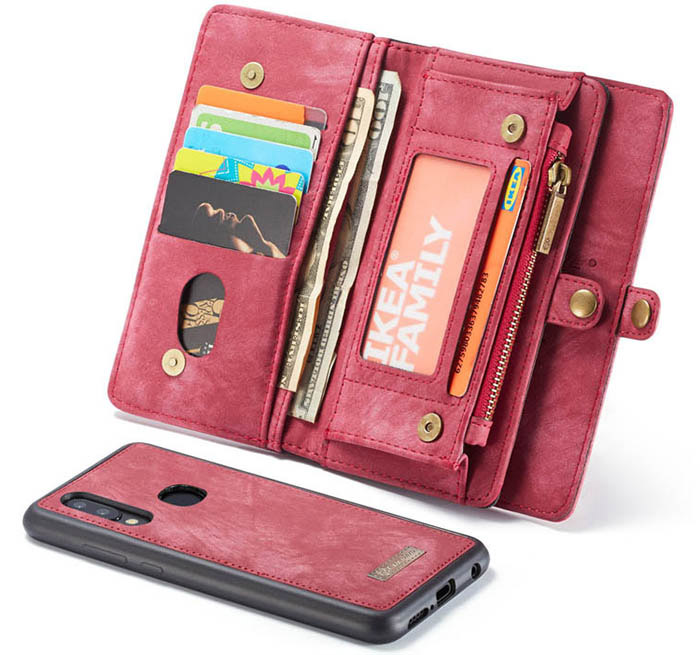 CaseMe Samsung Galaxy A40 Zipper Wallet Magnetic Detachable 2 in 1 Folio Case