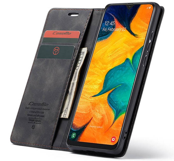 CaseMe Samsung Galaxy A40 Retro Wallet Kickstand Magnetic Flip Leather Case