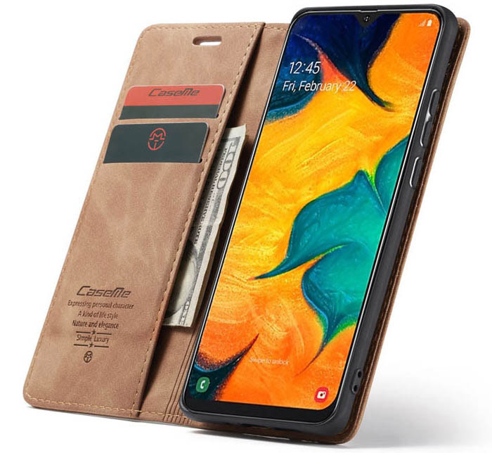 CaseMe Samsung Galaxy A40 Retro Wallet Kickstand Magnetic Flip Leather Case