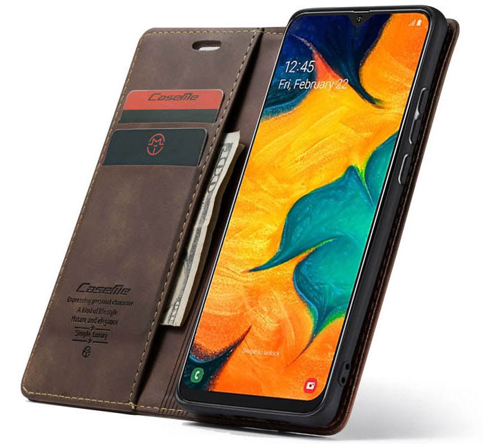 CaseMe Samsung Galaxy A40 Retro Wallet Kickstand Magnetic Flip Leather Case