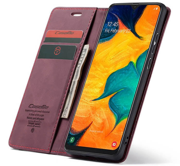 CaseMe Samsung Galaxy A40 Retro Wallet Kickstand Magnetic Flip Leather Case