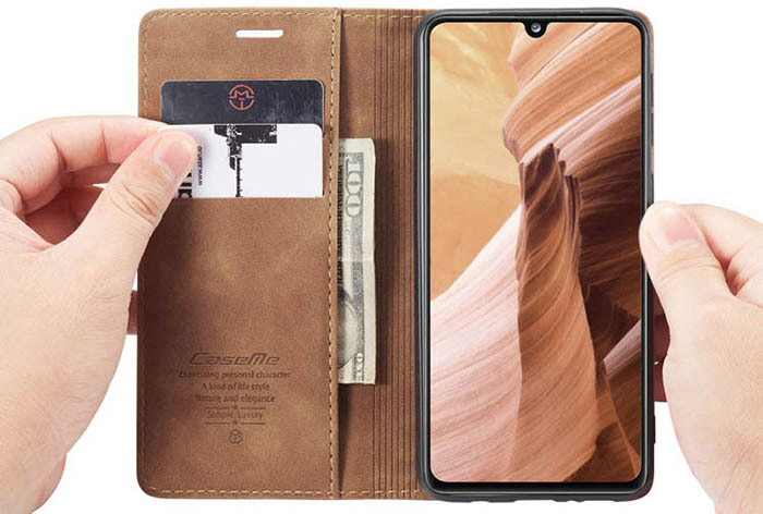 CaseMe Samsung Galaxy A41 Wallet Kickstand Magnetic Flip Leather Case