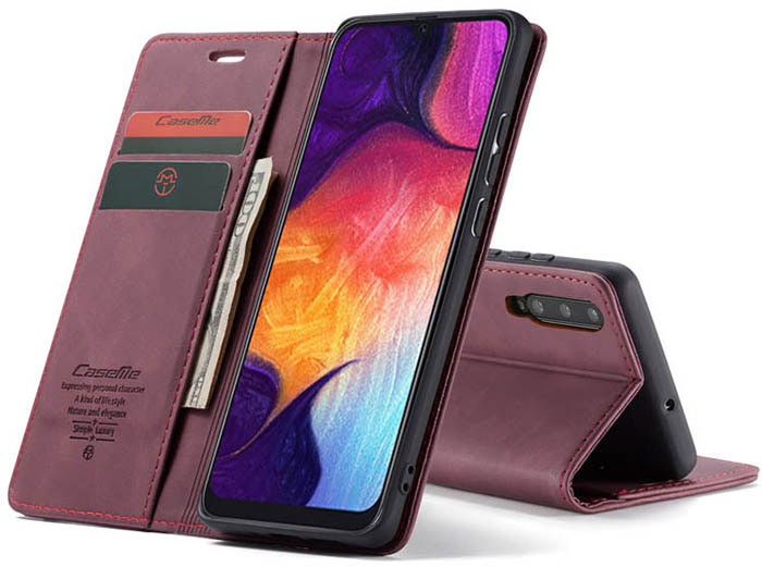 CaseMe Samsung Galaxy A50 Retro Wallet Kickstand Magnetic Flip Leather Case