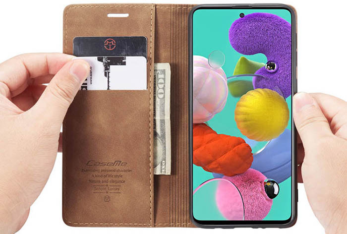 CaseMe Samsung Galaxy A51 Wallet Kickstand Magnetic Flip Leather Case