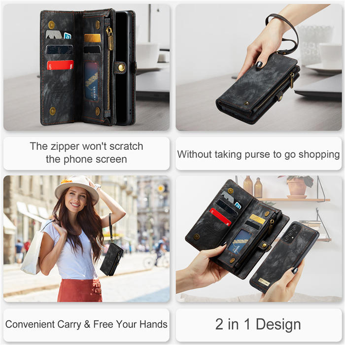 CaseMe Samsung Galaxy A52 Zipper Wallet Magnetic Detachable 2 in 1 Case