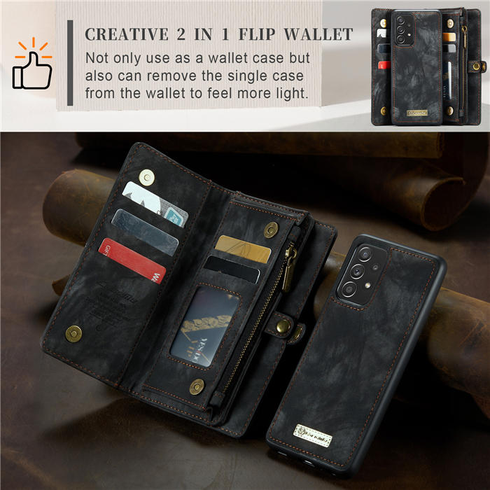 CaseMe Samsung Galaxy A72 Zipper Wallet Magnetic Detachable 2 in 1 Case