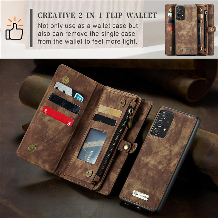 CaseMe Samsung Galaxy A72 Zipper Wallet Magnetic Detachable 2 in 1 Case