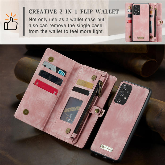 CaseMe Samsung Galaxy A72 Zipper Wallet Magnetic Detachable 2 in 1 Case