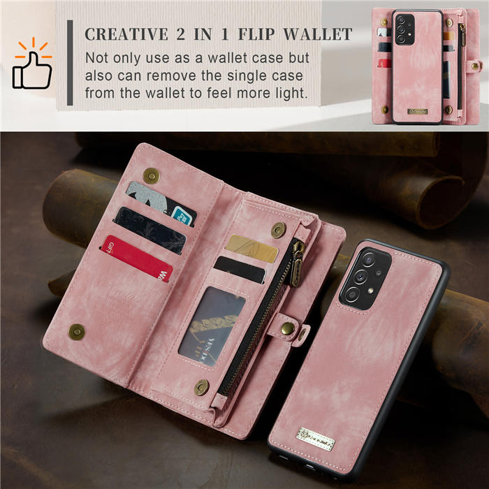 CaseMe Samsung Galaxy A52 Zipper Wallet Magnetic Detachable 2 in 1 Case