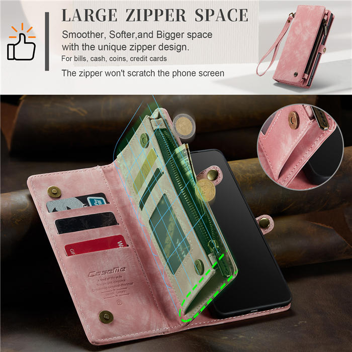 CaseMe Samsung Galaxy A72 Zipper Wallet Magnetic Detachable 2 in 1 Case