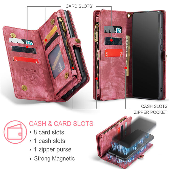 CaseMe Samsung Galaxy A72 Zipper Wallet Magnetic Detachable 2 in 1 Case