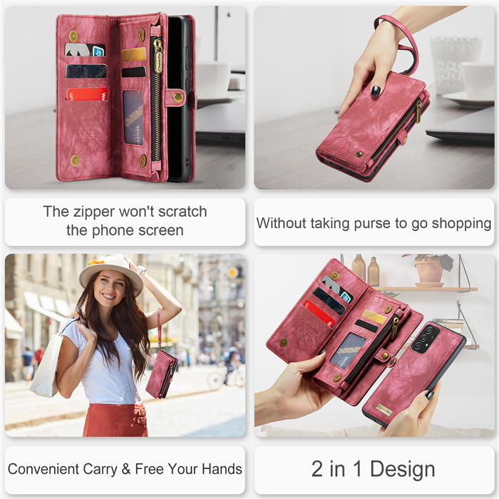 CaseMe Samsung Galaxy A72 Zipper Wallet Magnetic Detachable 2 in 1 Case