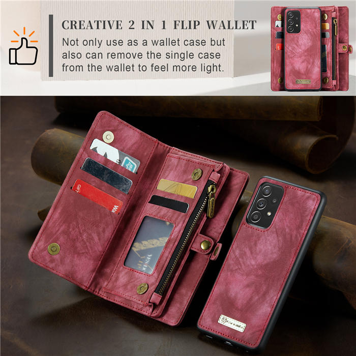 CaseMe Samsung Galaxy A52 Zipper Wallet Magnetic Detachable 2 in 1 Case