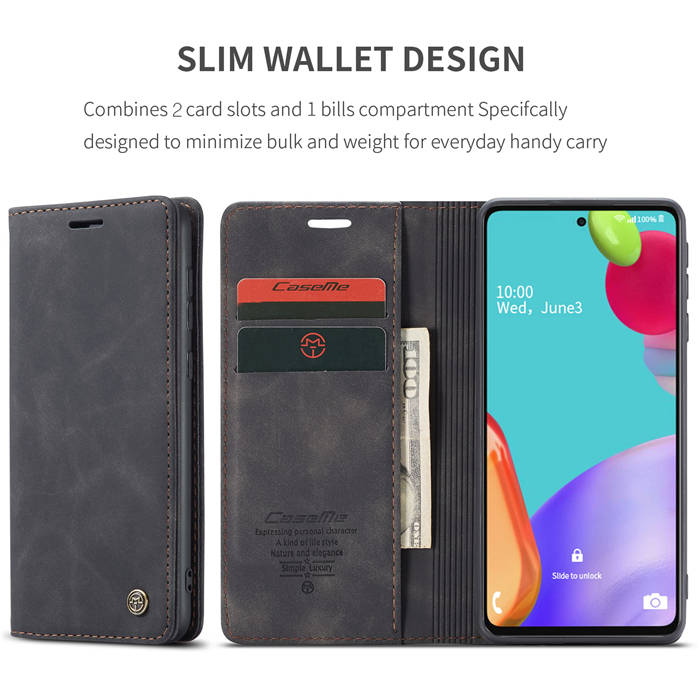 CaseMe Samsung Galaxy A52 5G Wallet Kickstand Magnetic Case Black