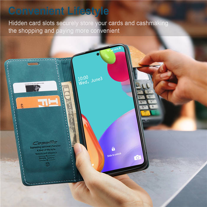 CaseMe Samsung Galaxy A52 5G Wallet Kickstand Magnetic Case Blue