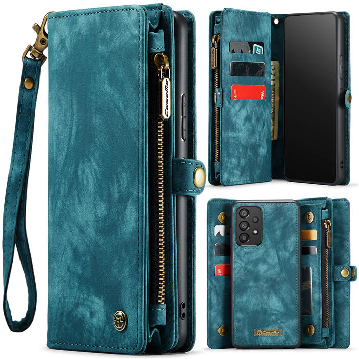 CaseMe Samsung Galaxy A53 5G Zipper Wallet Magnetic Detachable 2 in 1 Case with Wrist Strap