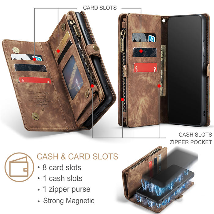 CaseMe Samsung Galaxy A53 5G Zipper Wallet Magnetic Detachable 2 in 1 Case with Wrist Strap