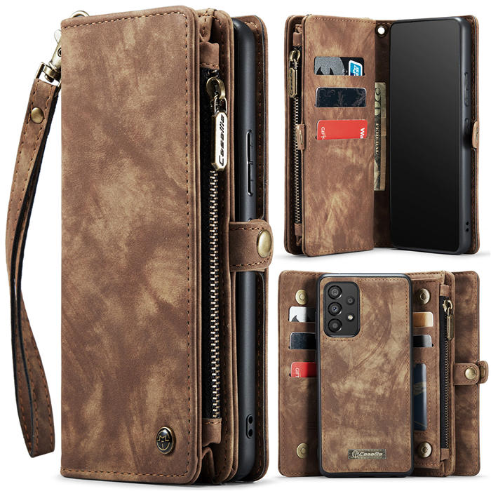 CaseMe Samsung Galaxy A53 5G Zipper Wallet Magnetic Detachable 2 in 1 Case with Wrist Strap