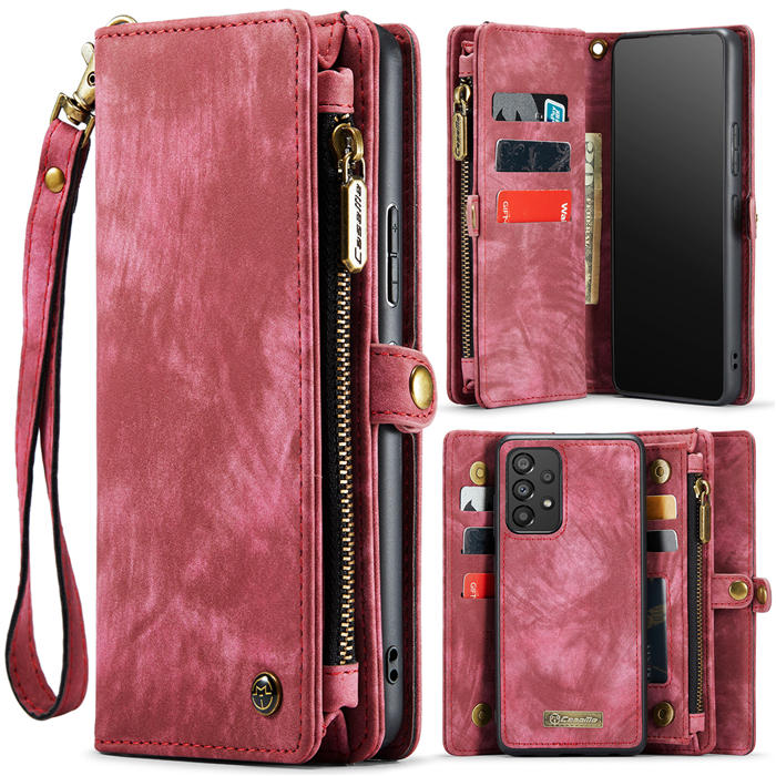 CaseMe Samsung Galaxy A53 5G Zipper Wallet Magnetic Detachable 2 in 1 Case with Wrist Strap