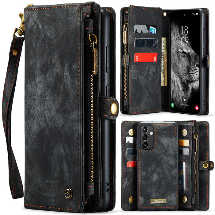 CaseMe Samsung Galaxy A54 5G Zipper Wallet Magnetic Detachable 2 in 1 Case with Wrist Strap