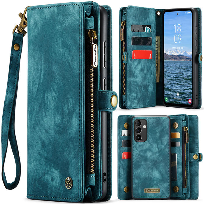 CaseMe Samsung Galaxy A54 5G Zipper Wallet Magnetic Detachable 2 in 1 Case with Wrist Strap