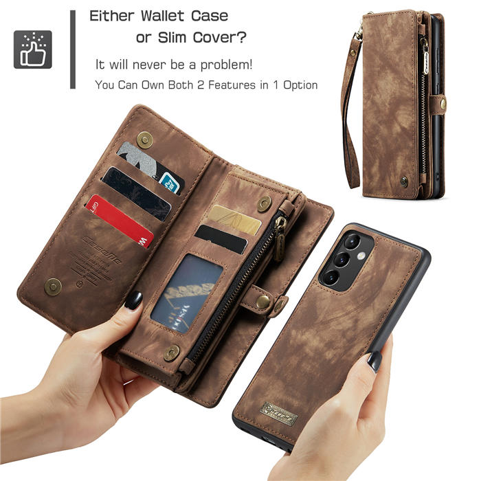 CaseMe Samsung Galaxy A54 5G Zipper Wallet Magnetic Detachable 2 in 1 Case with Wrist Strap