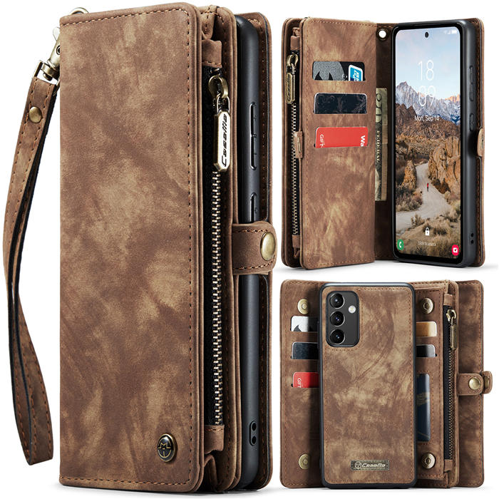 CaseMe Samsung Galaxy A54 5G Zipper Wallet Magnetic Detachable 2 in 1 Case with Wrist Strap