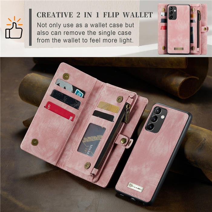 CaseMe Samsung Galaxy A54 5G Zipper Wallet Magnetic Detachable 2 in 1 Case with Wrist Strap