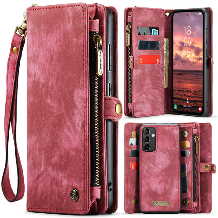 CaseMe Samsung Galaxy A54 5G Zipper Wallet Magnetic Detachable 2 in 1 Case with Wrist Strap