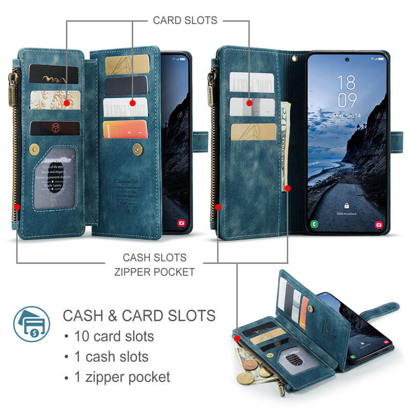 CaseMe Samsung Galaxy A57 Wallet Leather Case with Wrist Strap