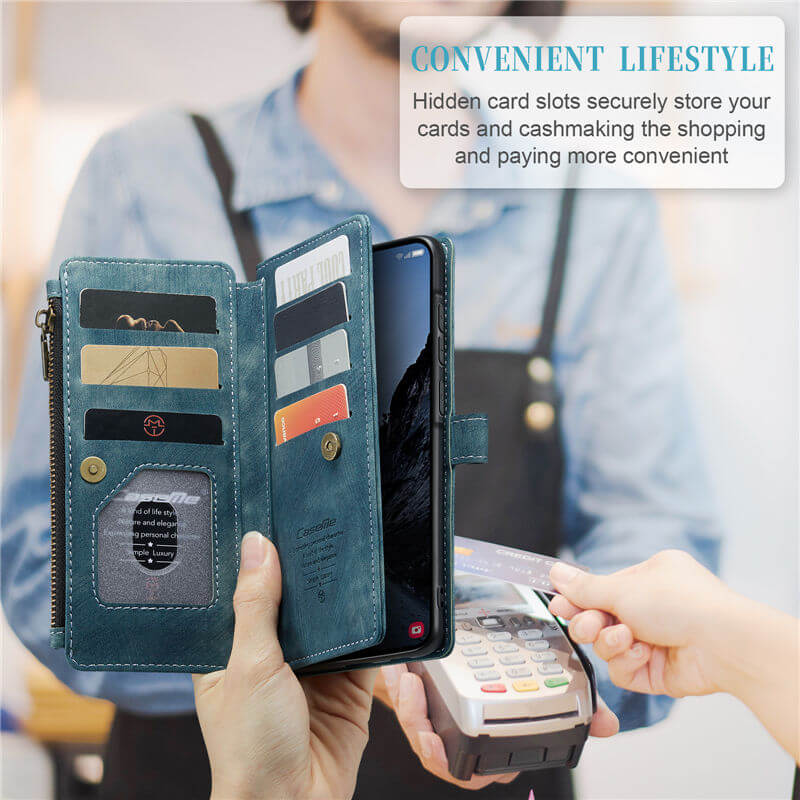 CaseMe Samsung Galaxy A57 Wallet Leather Case with Wrist Strap