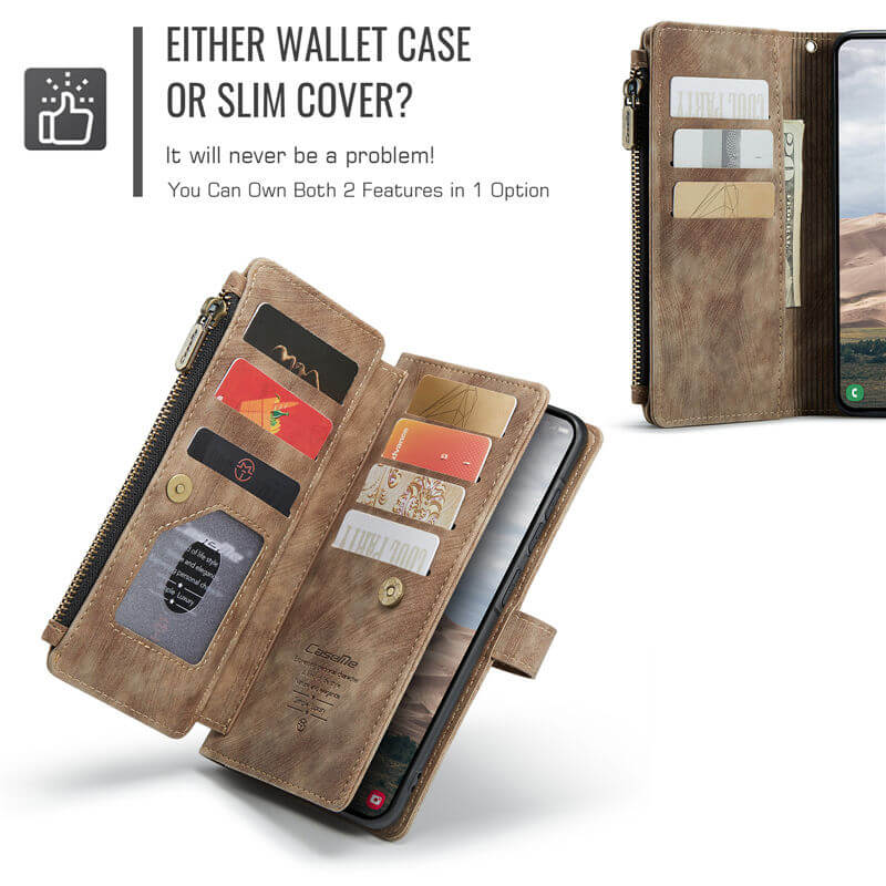 CaseMe Samsung Galaxy A57 Wallet Leather Case with Wrist Strap