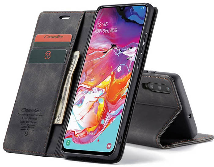 CaseMe Samsung Galaxy A70 Retro Wallet Kickstand Magnetic Flip Leather Case