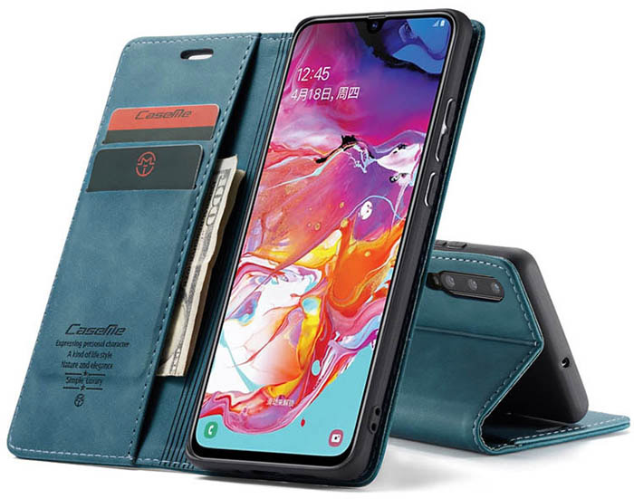 CaseMe Samsung Galaxy A70 Retro Wallet Kickstand Magnetic Flip Leather Case