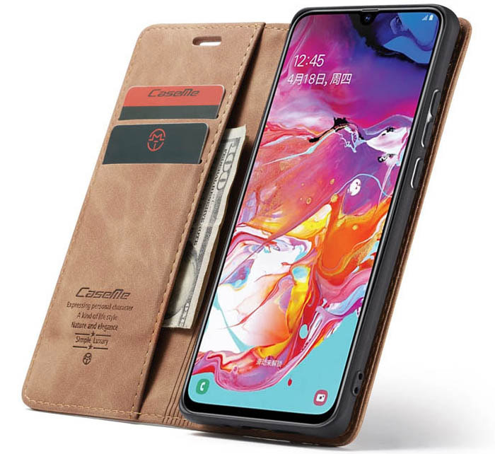 CaseMe Samsung Galaxy A70 Retro Wallet Kickstand Magnetic Flip Leather Case