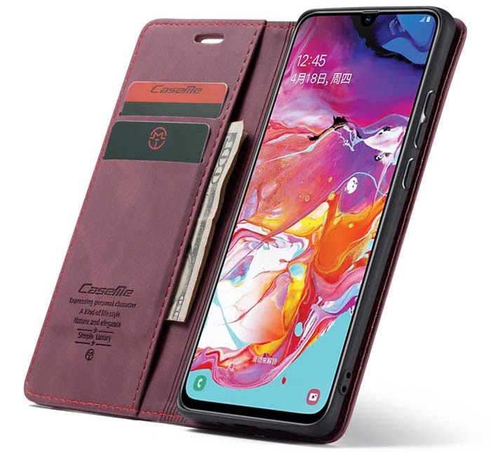 CaseMe Samsung Galaxy A70 Retro Wallet Kickstand Magnetic Flip Leather Case