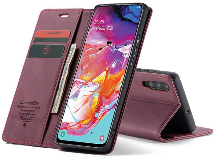 CaseMe Samsung Galaxy A70 Retro Wallet Kickstand Magnetic Flip Leather Case