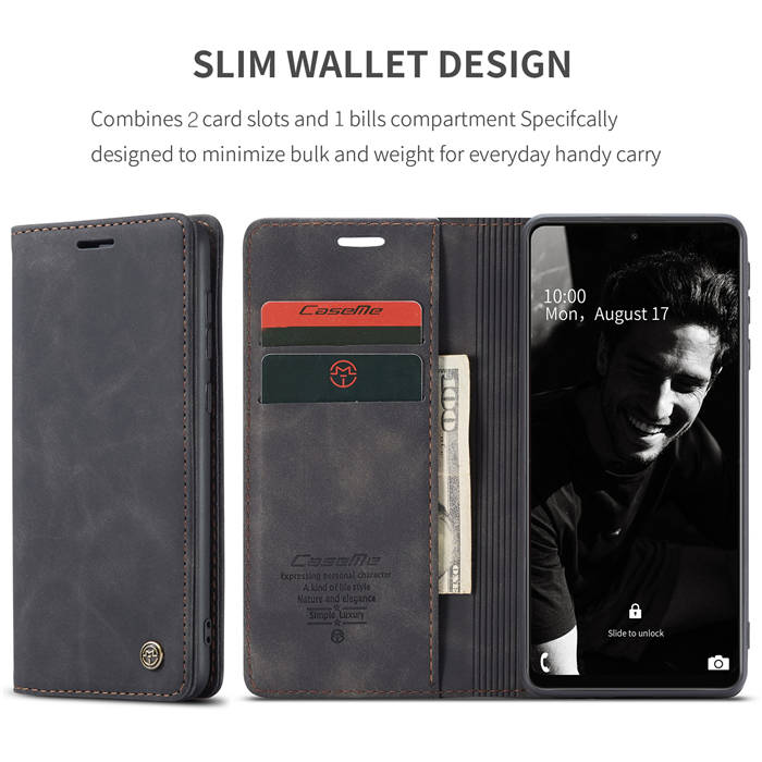 CaseMe Samsung Galaxy A72 5G Wallet Kickstand Magnetic Case Black