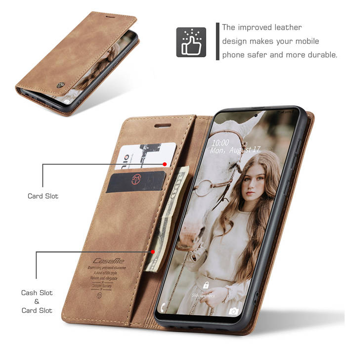 CaseMe Samsung Galaxy A72 5G Wallet Kickstand Magnetic Case Brown