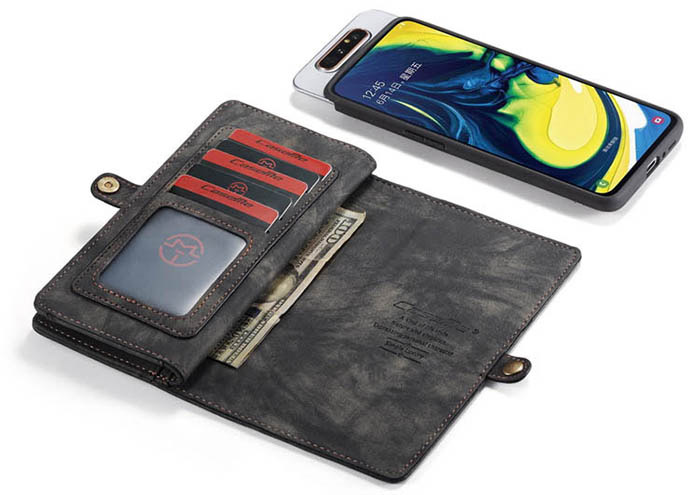 CaseMe Samsung Galaxy A80 Zipper Wallet Magnetic Detachable 2 in 1 Folio Case