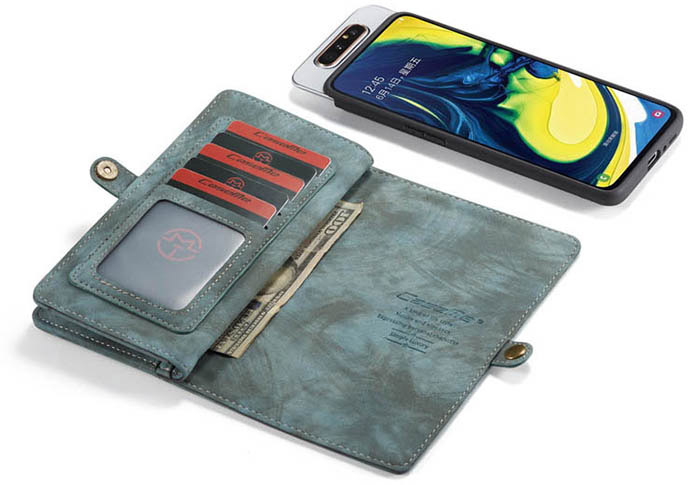 CaseMe Samsung Galaxy A80 Zipper Wallet Magnetic Detachable 2 in 1 Folio Case