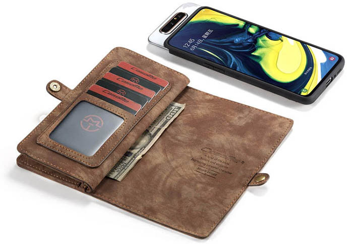 CaseMe Samsung Galaxy A80 Zipper Wallet Magnetic Detachable 2 in 1 Folio Case